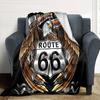 1pc Route 66 Highway Soft Flannel All Season Throw for Home, Office, Outdoor UseDurable Comfort Soft Warm Throw for Home