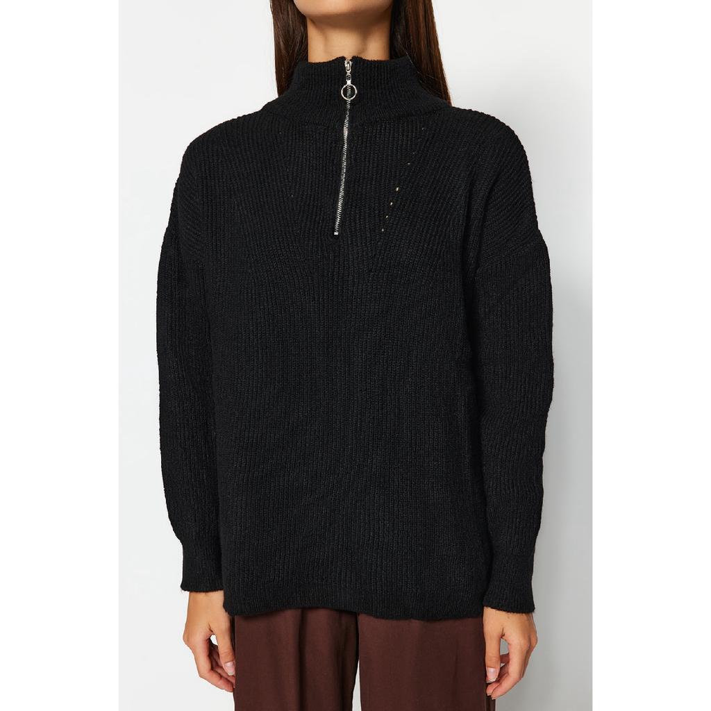 Мягкий текстурированный трикотаж антрацитового цвета на молнии Twoaw20xs0009