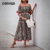 Женское летнее платье средней длины с открытыми плечами, рукавами-лотосом и А-образным вырезом, платье с леопардовым принтом