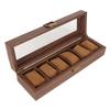 Watch Box Soft Detachable 6 Slots Large Capacity Watch Organizer Case with Glass Top for Storage Display 6 Slots
