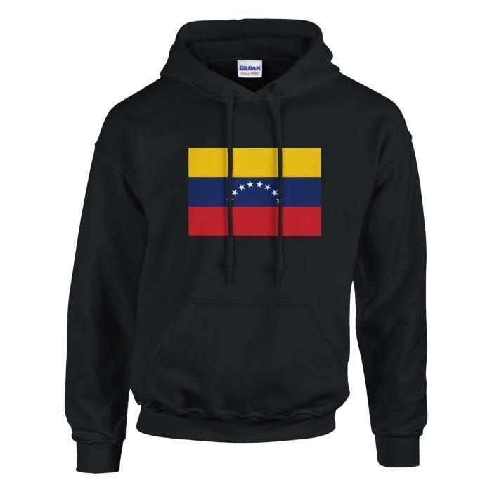 Sweat à capuche - PIXELFORMA - Drapeau du Venezuela - Noir - Manches longues - Col capuche