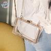 Women Cute Clear Purse Acrylic Box Clutch Handbag, Transparent Crossbody Evening Bag Stadium Approved Chain Strap