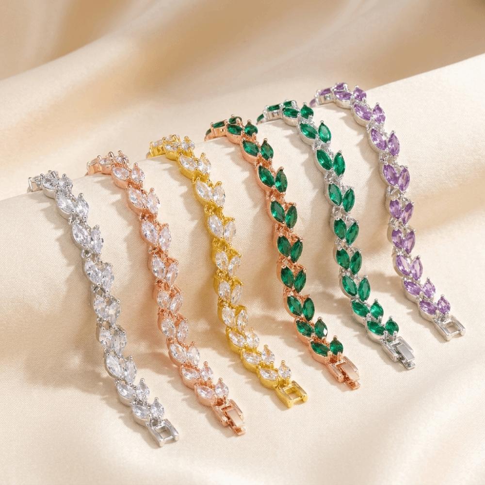 Adjustable Chain Bracelet Colored Zircon Bracelet Jewelry Sophisticated Women Bracelet Daily Wear