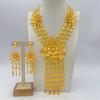 UAE Copper Alloy 24K Gold Necklace Flower Grid Women's Set Jewelry 2026