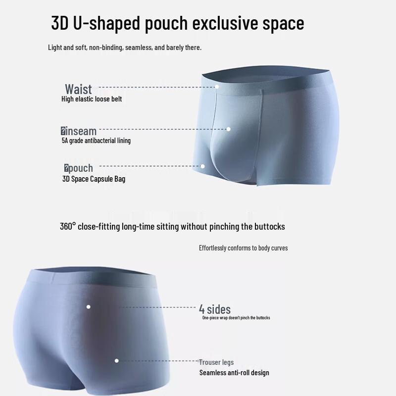 Men's Modal Silk Seamless Boxer Briefs 3-Pack