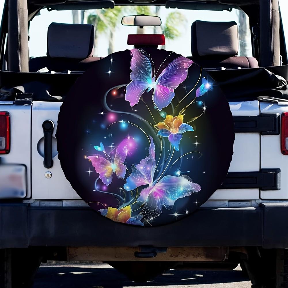Luminous Butterfly Tire Cover Polyester Protector for Trailer SUV Outdoor Decoration