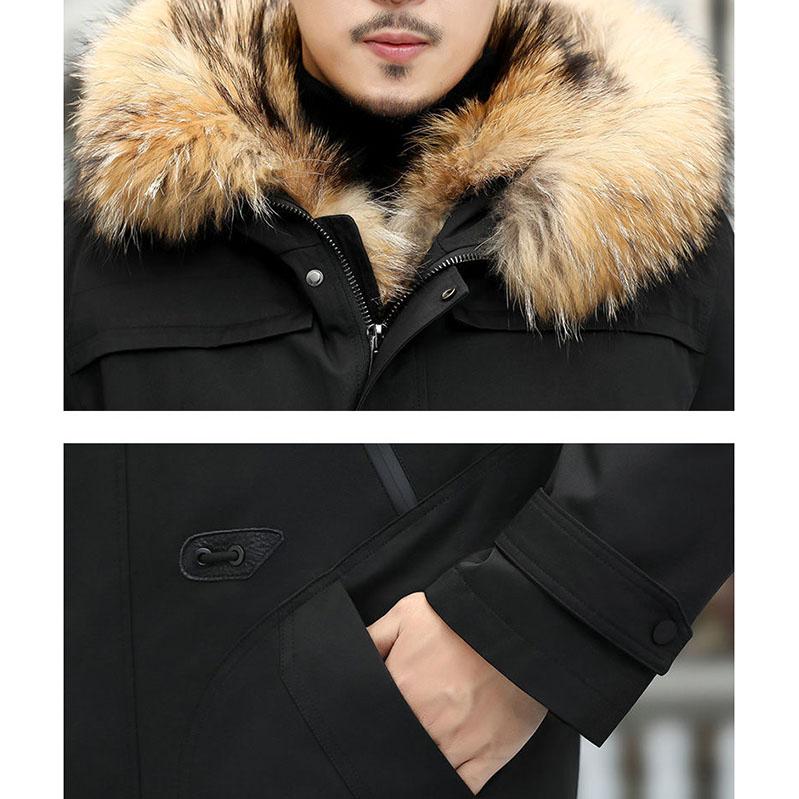 Men's Mid-length Mink Faux Fur Parker Clothing Fox Fur Thickened Liner Detachable Fur Coat