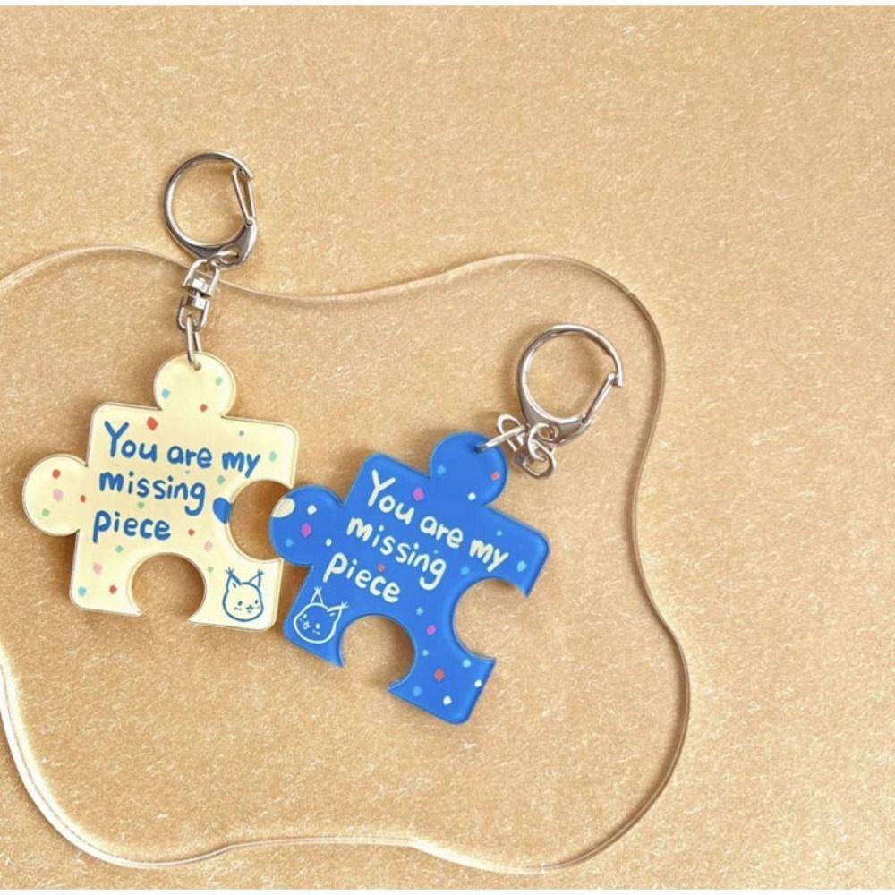 Multicolour Acrylic Puzzle Text Keychain Korean Style Accessories Versatile Daily
