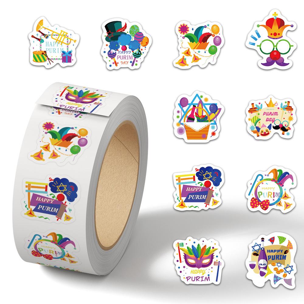 Cartoon Holiday Gift Sealing Stickers - 500 Self-Adhesive Journal Stickers per Roll