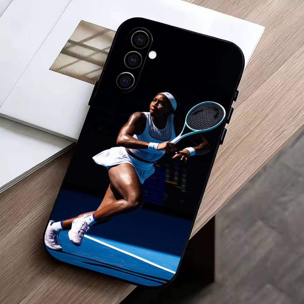C-Coco Gauff Phone Case For Samsung Galaxy A73,A72,A71,A70,A53,A52,A51,Soft Silicone Black Cover