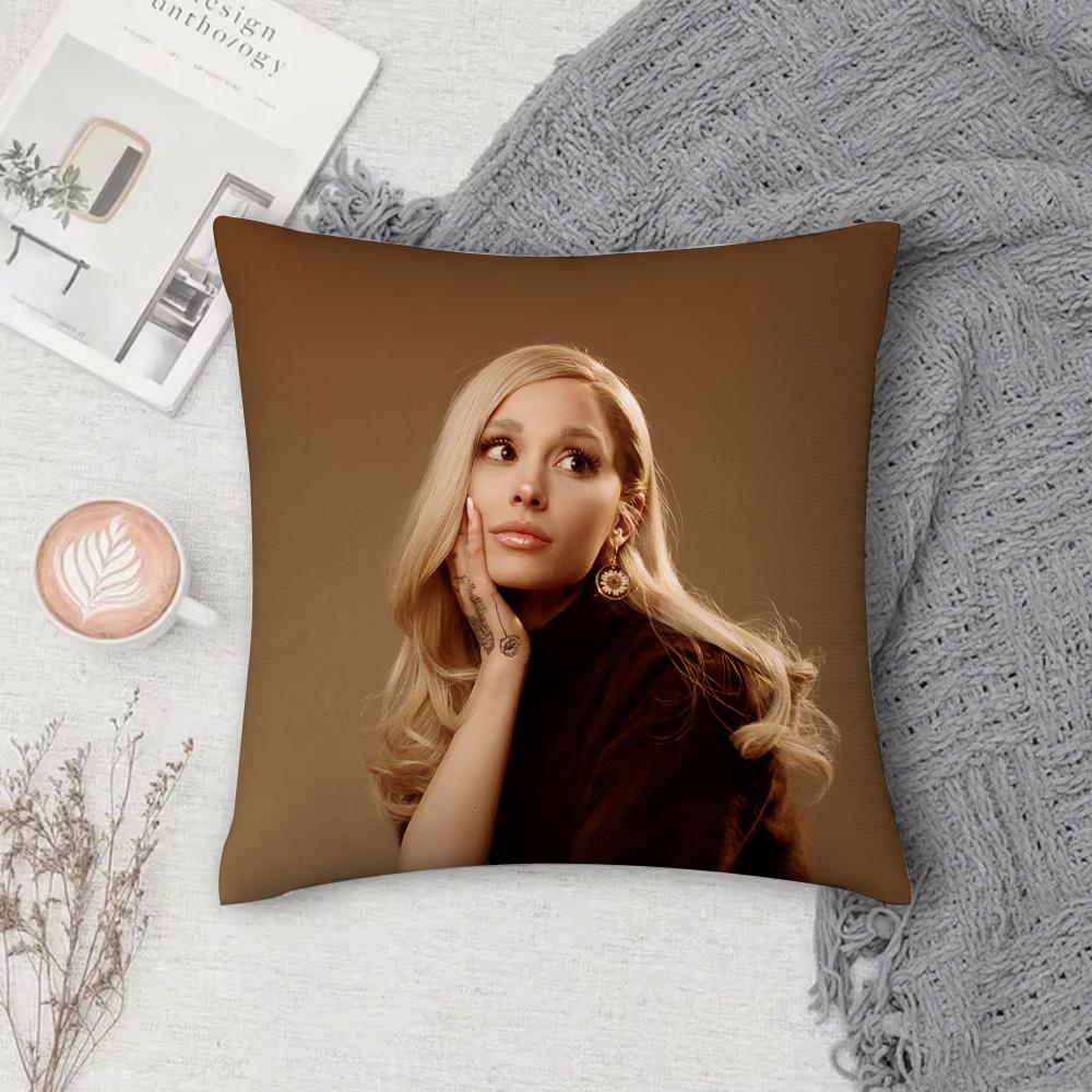 Singer A-Ariana G-Grande Hot Album Pillow Case Square Double-Sided Printing Short Plush Sofa Cushion Cover Bedroom Pillow