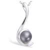 [H5538] - Silver Pendant 'Perla' Silver Gray (rhodium-plated) - 30x10 Mm - 6 Mm