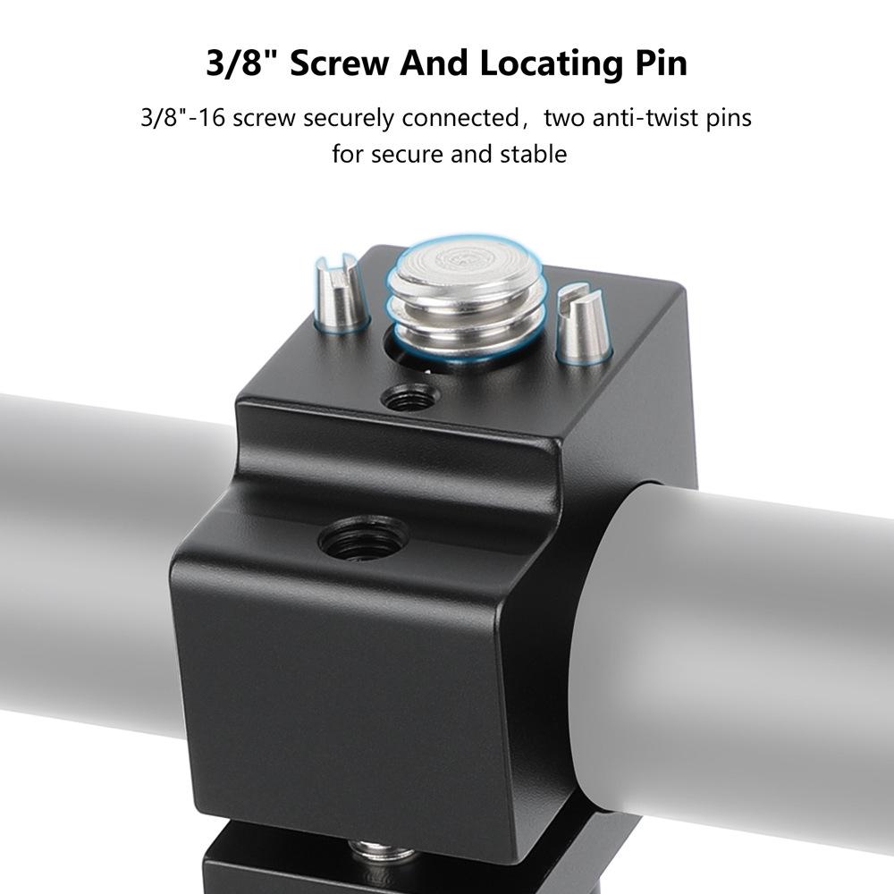 HDRIG 19MM Rod Clamp with Single Hole and 3/8 Arri Locating Mount, Universal Clamp for 19MM Round Rod.