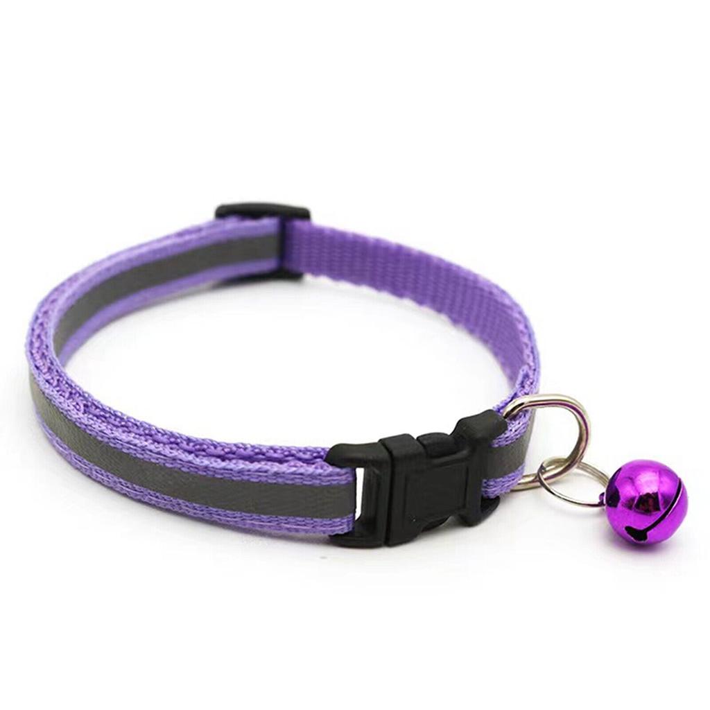 Reflective Safety Cat Pet Dog Kitten Collar Quick Release Bell Hi Vis Adjustable