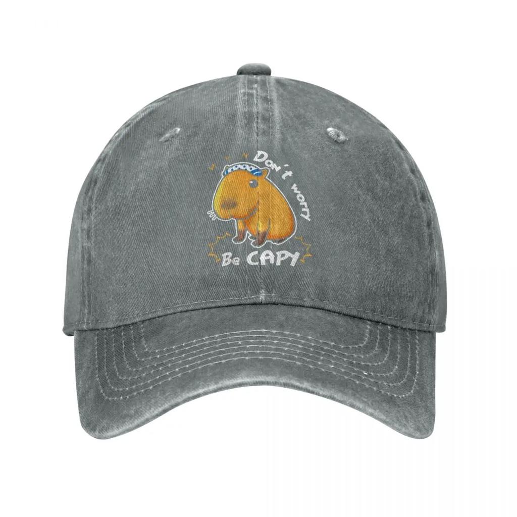 Новая классическая джинсовая бейсболка Capybara Don't Worry Be Capy для мужчин и женщин, весна-осень, шляпы от солнца Kawaii Animal Cap Hats