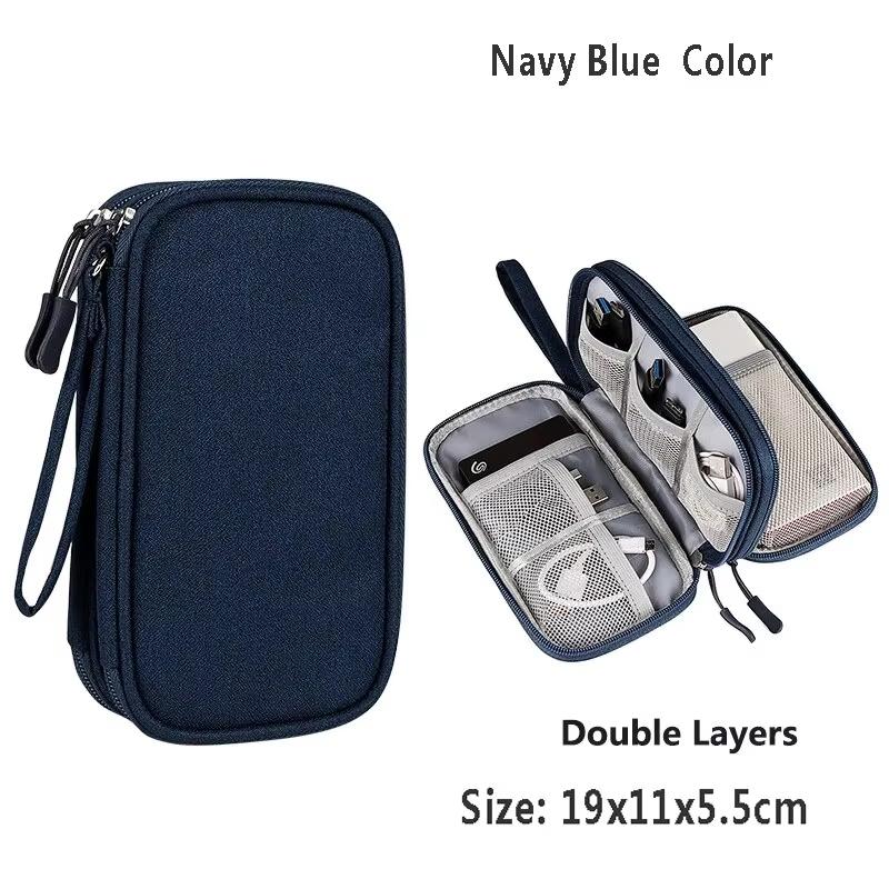 Travel Portable Digital Product Storage Bag Waterproof Double Layer Case for USB Data Cable Organizer Portable Tech Gadget Pouch