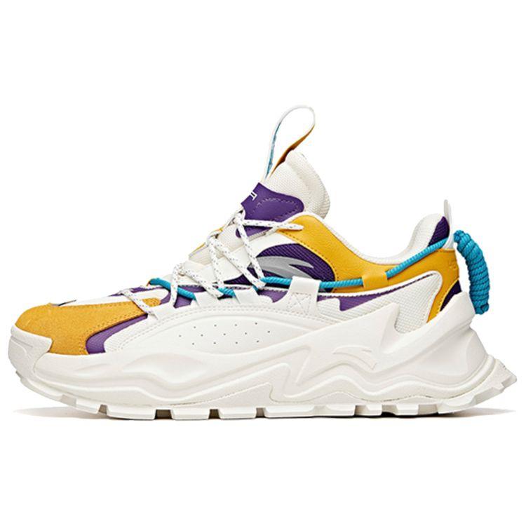 Anta Hot Comfortable Non-Slip Wear-Resistant Increased Height Low-Top Dad Shoes Men Sneakers Yellow White 912038890-3