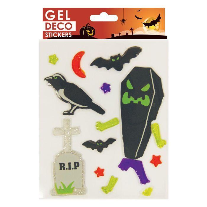 Stickers gel Halloween - Cercueil et tombe