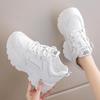 Fashion Women's White Platform Sneakers Thick Sole Vulcanize Shoes Black Chunky Sneakers Spring Leather Breathable Sports Shoes Ladies