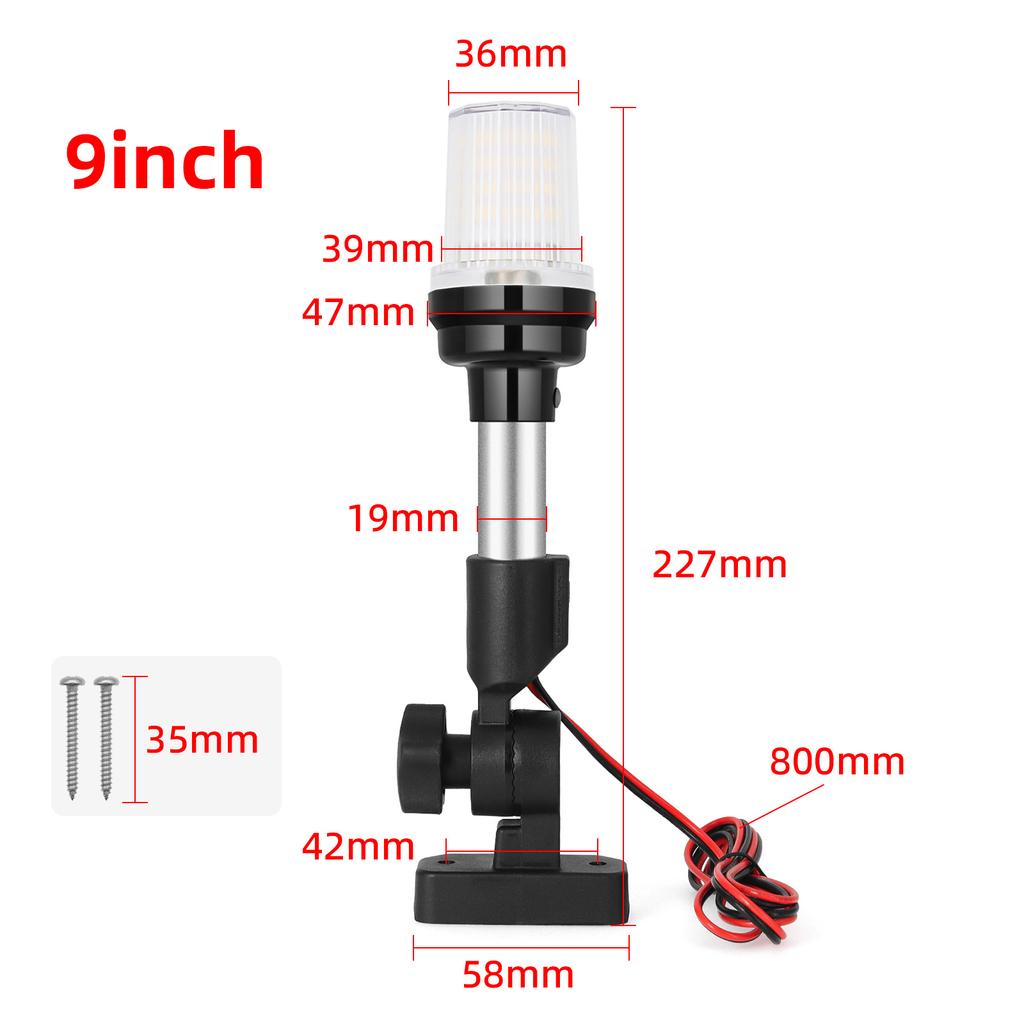 Светодиодный навигационный фонарь для лодки, вращающийся на 360°, регулируемый, чисто-белый, парусный фонарь, кормовой фонарь для яхты, якорная лампа 12 В ~ 24 В