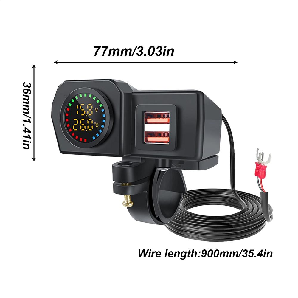 Водонепроницаемый комплект для быстрой зарядки мотоцикла 48 Вт QC3.0 USB с адаптером Type-C цифровой дисплей вольтметр термометр