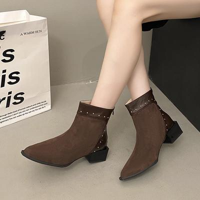 Короткие ботильоны на толстом каблуке женские 2026 осень и зима новые для помолвки тост красный туфли невесты Сюхэ китайские свадебные ботильоны на высоком каблуке