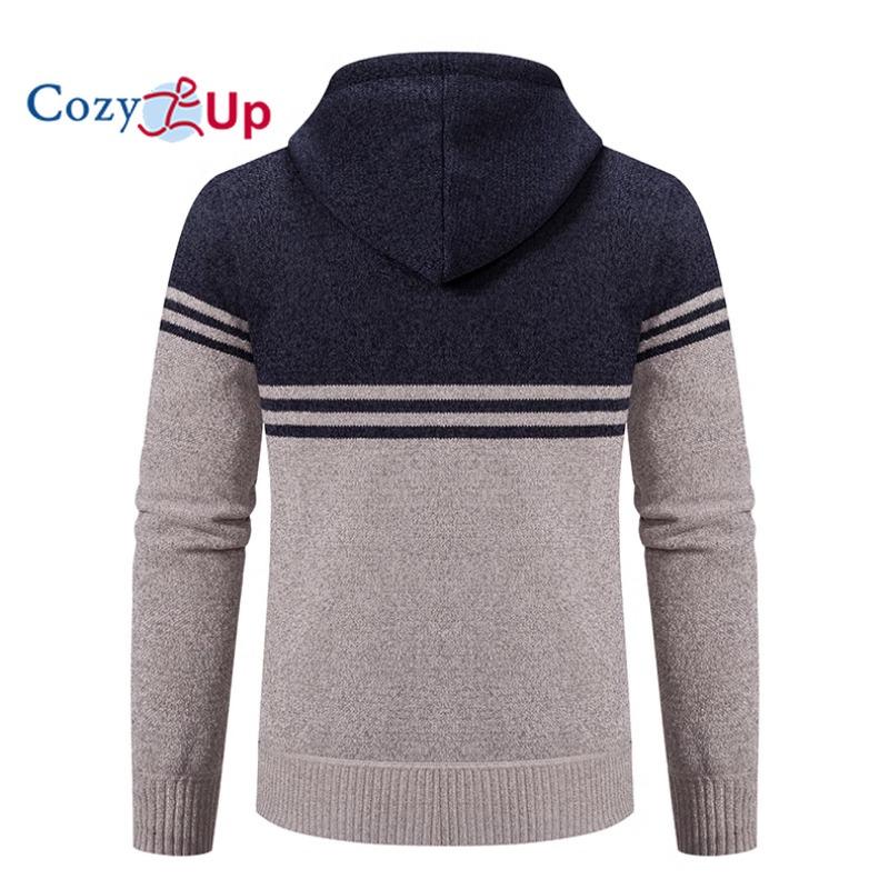 Cozy Up Повседневный мужской вязаный свитер с длинными рукавами и цветными блоками, кардиган с капюшоном