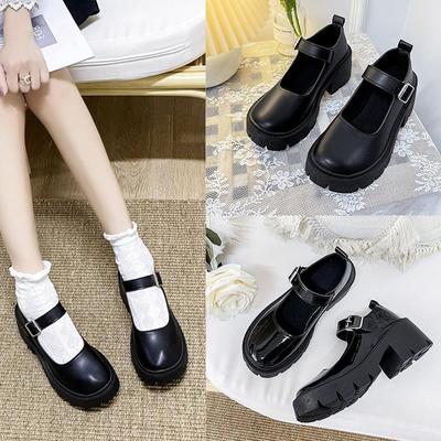 Туфли женские Мэри Джейн в стиле ретро Туфли на каблуках Лолита Роскошные лакированные туфли на высоком каблуке Модные туфли Мэри Джейн на платформе с квадратным каблуком и пряжкой