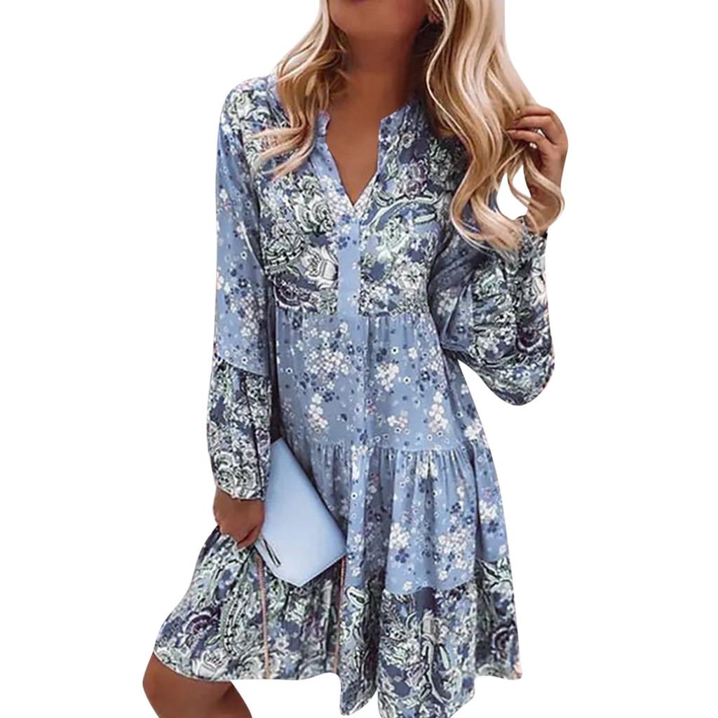 Женское шифоновое повседневное платье с v-образным вырезом и оборками