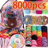 8000/4215/1210/50pcs Girls Candy Color Elastic Hair Band Ponytail Rubber Band Barrettes Child Women Fragile Holder Hair Clips Kid Hair Accessories Set