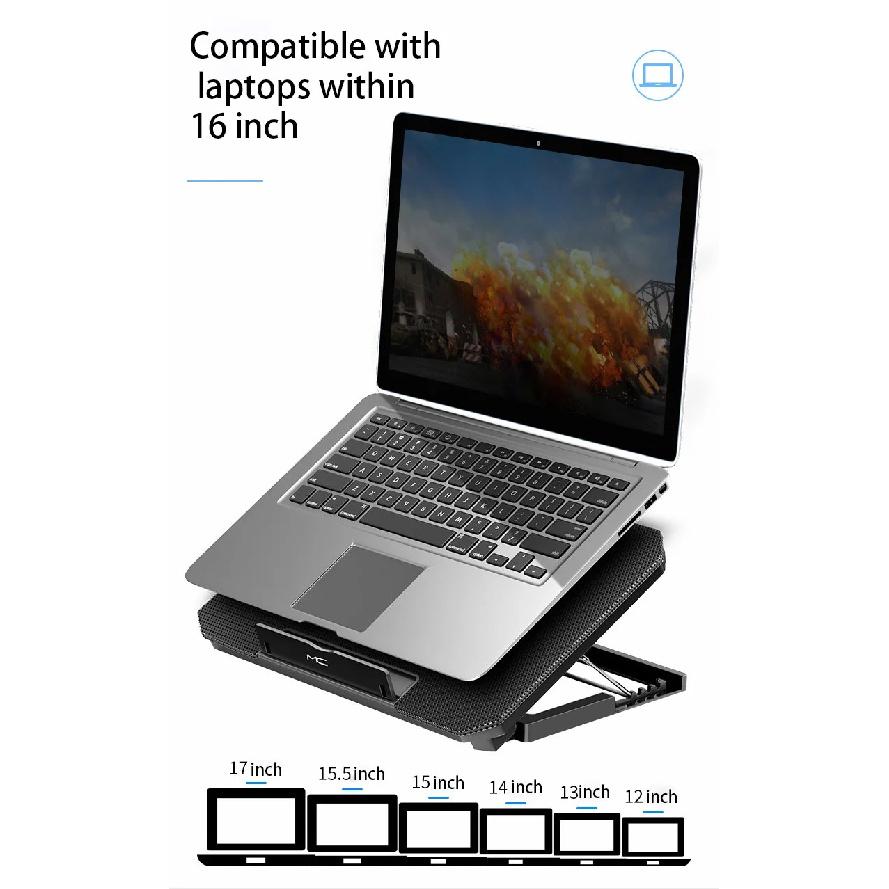 Gaming Laptop Cooler Large Size For 12-16 Inch Notebook Two USB Laptop Cooling Pads Wind Speed Adjustable Silent Laptop Stand