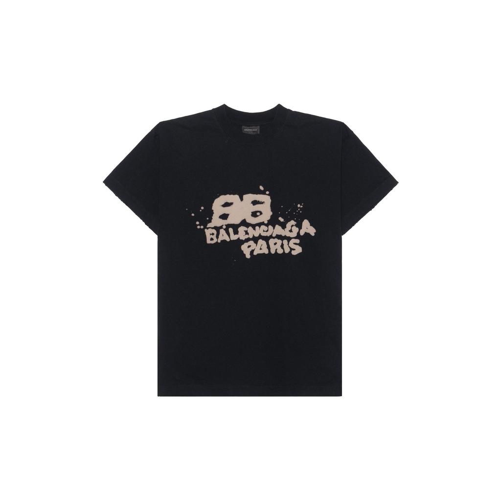 Balenciaga Футболка женская черная свободного кроя 612965TNVN41059