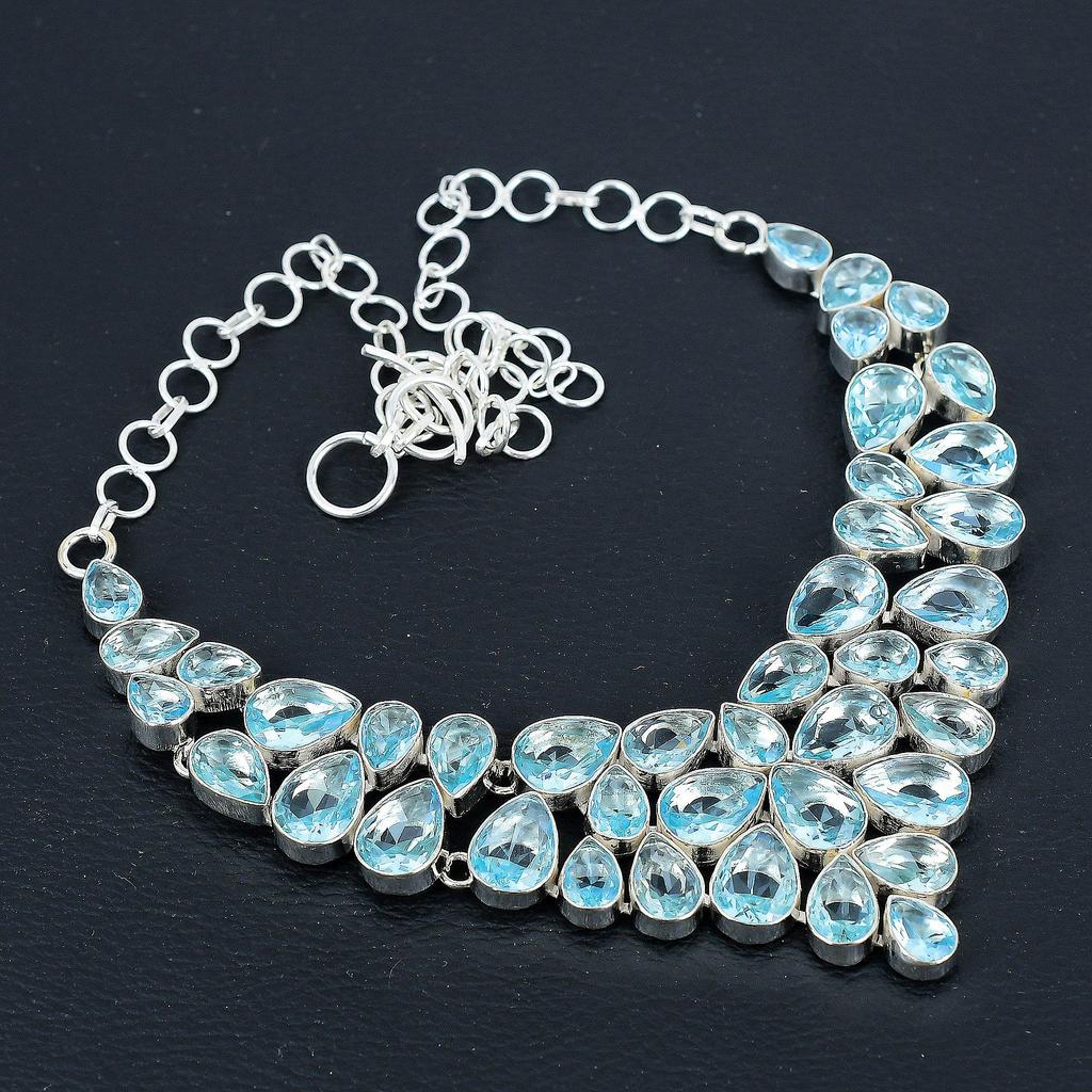 Beautiful Aquamarline Gemstone Handmade 925 Sterling Silver Necklace, Aquamarline Silver Necklace For Wife, Unisex Necklace Thanksgiving Gift