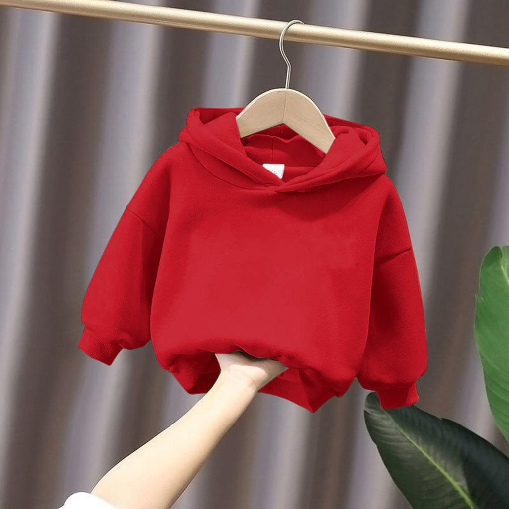 Children's Boys' Fashion Solid Color Pullover Casual Round Neck Hoodie