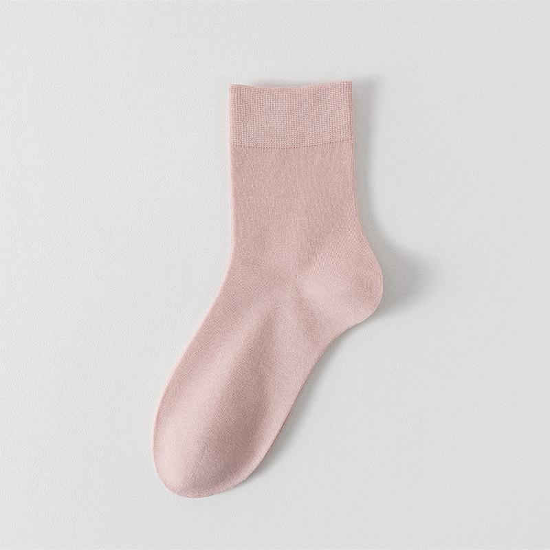 Female Spring and Summer Pure Color All Build Absorb Sweat Breathable Boneless Tube Socks