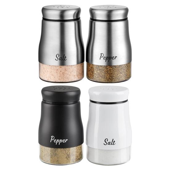 2 шт., 120 мл, шейкер для соли и перца из нержавеющей стали, прозрачное стекло, большая емкость, многоразовый дозатор для приправ, контейнер для бутылок для специй, кухонные гаджеты