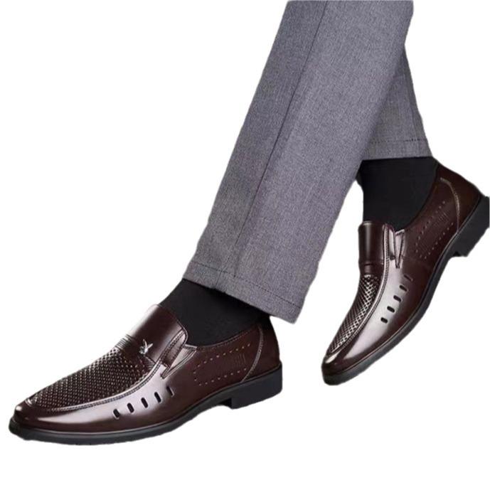 [Бесплатная доставка одной вещи] Летние полые сандалии из натуральной мягкой кожи, нескользящая мягкая подошва, деловая повседневная мужская кожаная обувь