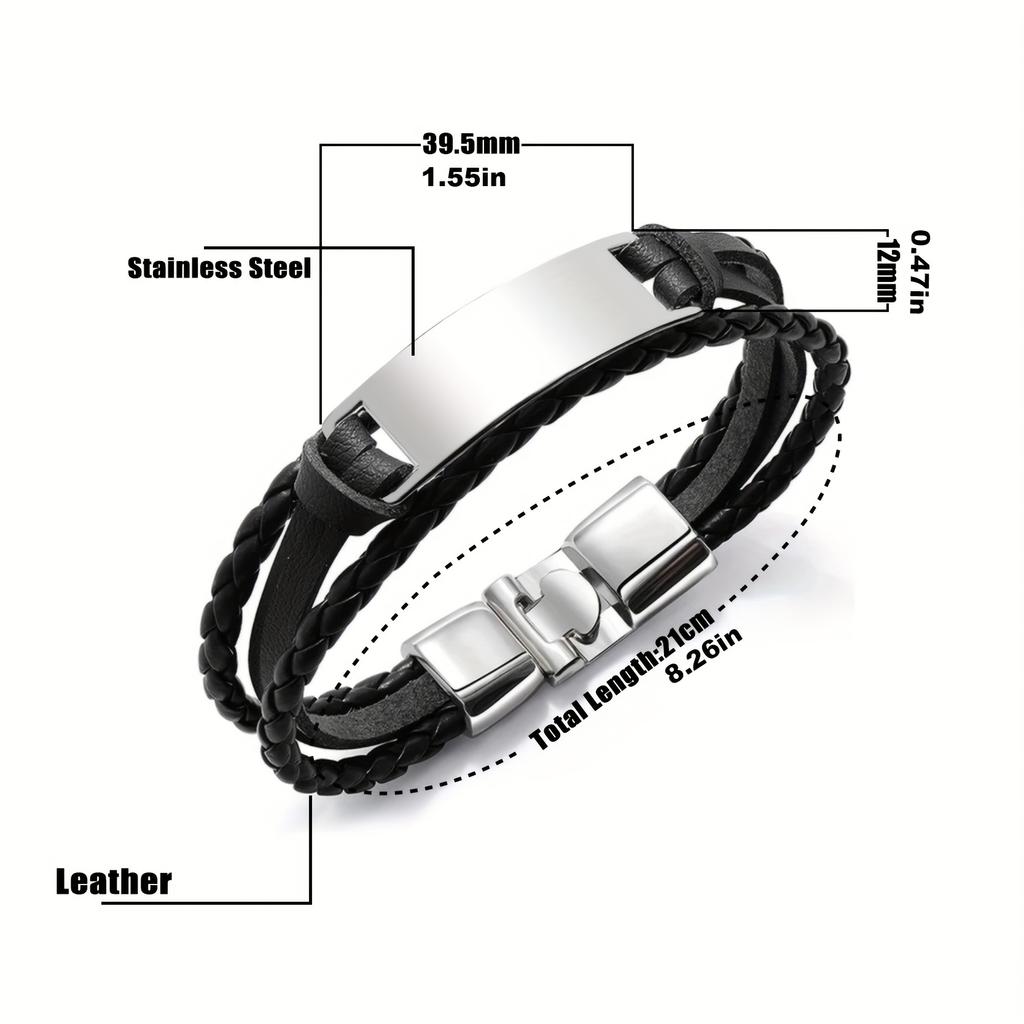 Мужской браслет из нержавеющей стали с гравировкой азбуки Морзе