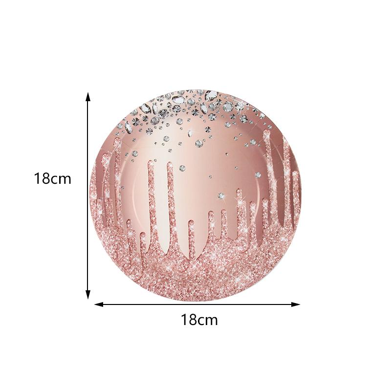 Pink Rose Gold Tablecloths for Rose Gold Birthday party Decorations Adult Girl Table Covers Plates Cups Wedding Parties Supplies