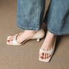 Women's Elegant Open Toes Square Head Slim Heel Sandals  Summer Fashion Comfortable Breathable Slip on Cool Pumps