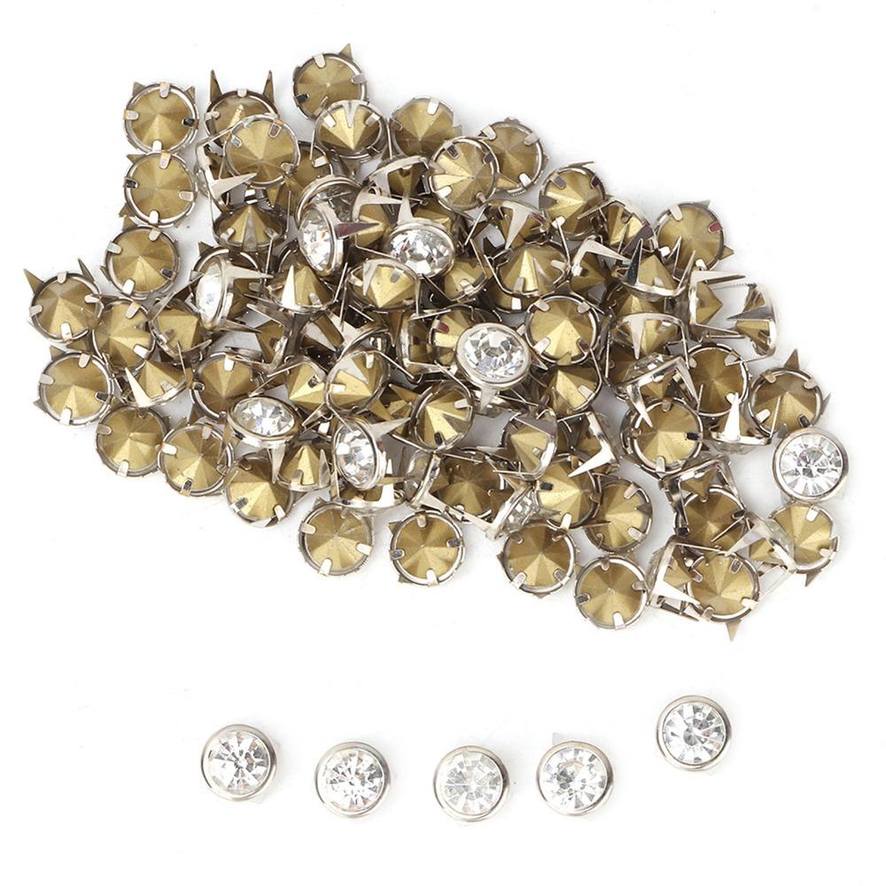 100pcs Crystal Inlay Decorative Metal Studs DIY Leather Craft Studs Leather Craft Decoration