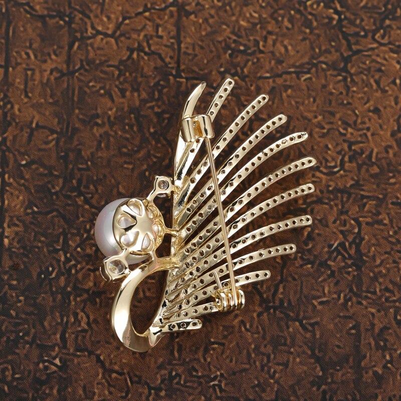 Blucome New Fashion Quality Copper Brooch Wing Shape Corsage Suit Scarf Pin for Women