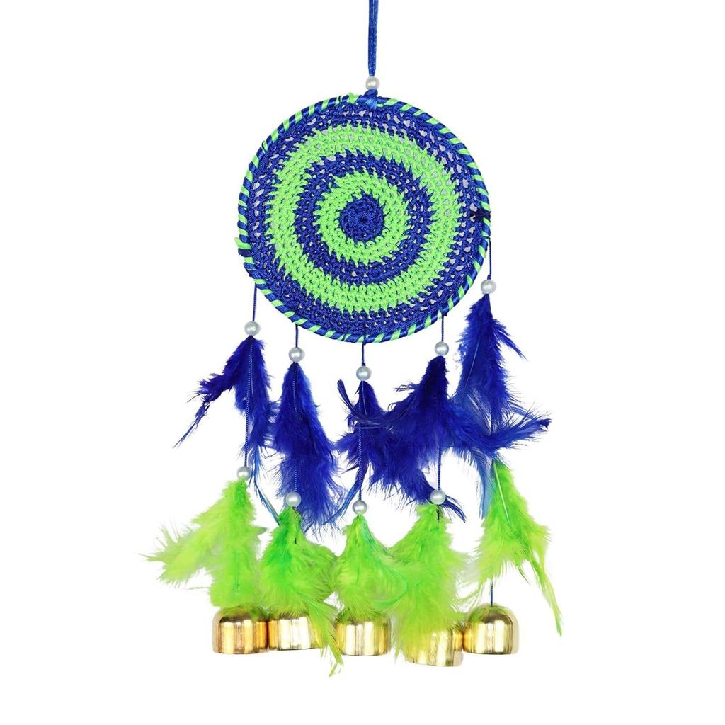 Metal, Bell, Feather, Bead, Thread Wind Chime Dream Catcher for Wall Decor, Bedroom, Balcony, Garden, Kids Room (30 Cm X 13 Cm) Small (Multi)