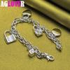 925 Sterling Silver Bracelet Heart / Circle / Square Lock Bracelets Jewelry