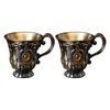 Elegant Embossed Metal Small Wine Drinking Cup Goblet with Handle European Engraving Shot Glasses For Home And Party Use