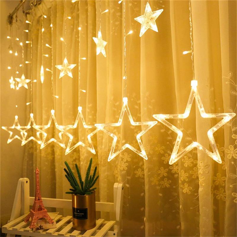 4.5M Star Curstain LED String Light Star 138 Leds Star Fairy Light for Indoor Home Party Holiday Decor Lighting