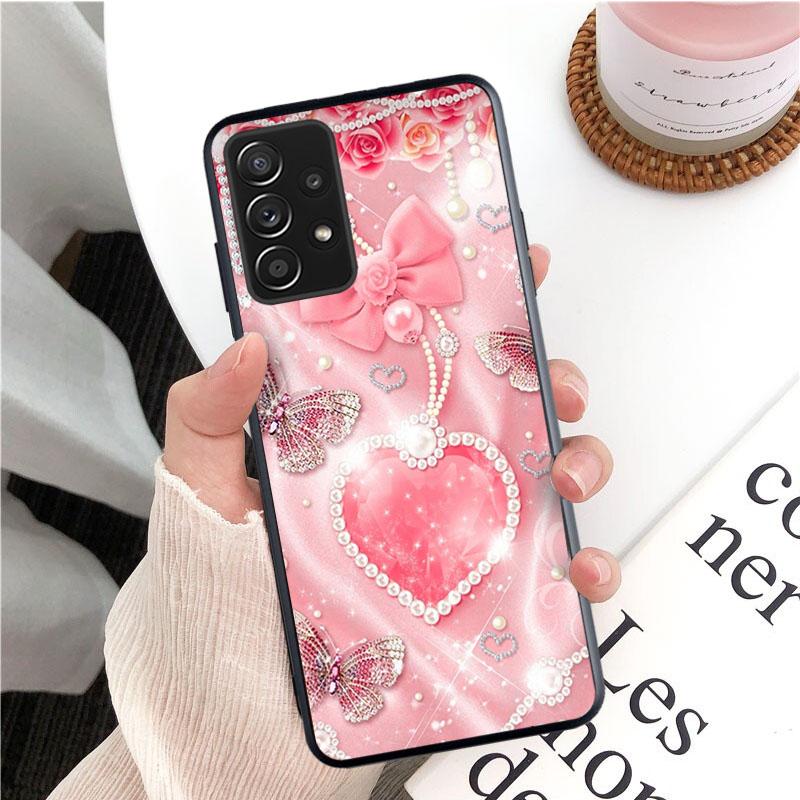 Чехол для телефона из розового золота с розовым сердечком и бабочкой для Samsung Galaxy A13 A22 A12 A32 A71 A11 A21S A33 A52 A72 A51 A50 A70 A31 M31