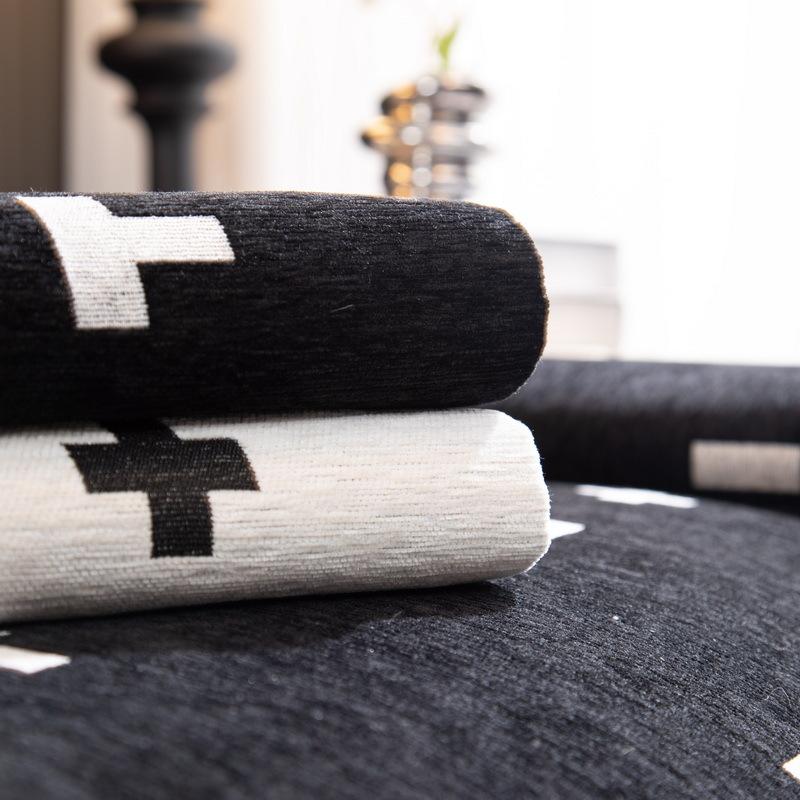 Черно-белая простая диванная подушка Four Seasons Universal Chenille Sofa Cover Fabric