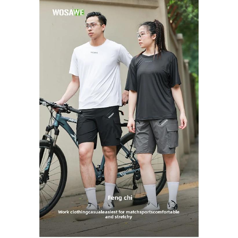 WOSAWE Summer Cycling Shorts Multi-Pockets Mountain Bike Shorts Bicycle Padded Shorts Shockproof MTB Bike Shorts Man Shorts