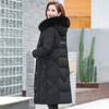 Женское зимнее элегантное длинное вышитое теплое пальто однотонное с капюшоном тонкая куртка